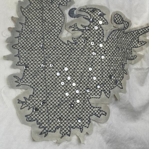 RNZ Premium Men's White Rhinestone Embroidered Long Sleeve Button Up Shirt Top M - Picture 5 of 7